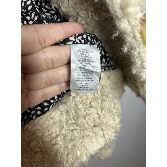 Faherty Timber Ridge Sherpa Fleece Beige Teddy Bear Style Button Jacket Medium - Picture 8 of 10